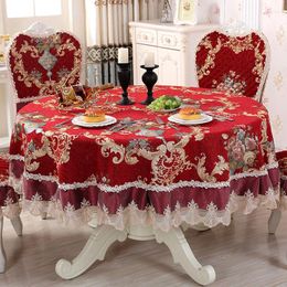 Table Cloth Lace Linen Tablecloths Round Cover Chair Embroidery Dining Elastic Cushions Household Room Decor