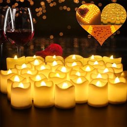 Candles 1224Pcs Creative LED Candle Battery Powered Flameless Tea Light Lamp for For Home Wedding Party Decoration Supplies Dropship 221010