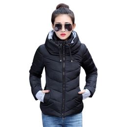 ダウン冬ジャケットの女性服レディースパーカー濃厚アウターウェアソリッドコートショートメススリム綿パッド入り基本的なトップスヒバー221010