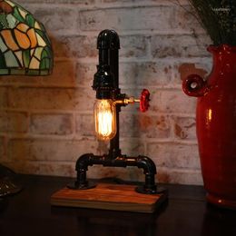Table Lamps American Water Pipe Lamp Industry Wind Retro Bedroom Study Creative Led Edison Decorative