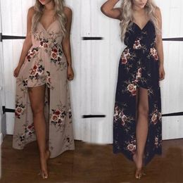 Casual Dresses Fashion Bohemia Split Long Maxi Dress Womens Rose Printed Boho Beach Shorts Irregular Hem Party Wholesale