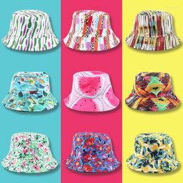 Berets Designer Bucket Hat Women Colour Printing Double-sided Wearing Japanese Fisherman Summer Outdoor Shade Beach Men's CapsBerets