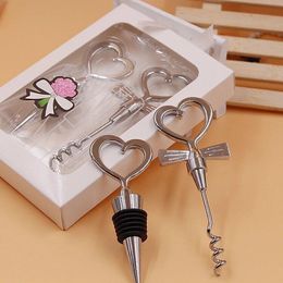 Wine Bottle opener Heart Shaped Great Combination Corkscrew and Stopper Heart-Shaped Sets Wedding Favours Gift RRE14856