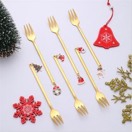 Christmas Decorations 6pcs/set For Home Stainless Xmas Coffee Spoons Dessert Spoon Tableware Kitchen Accessories Year Gifts