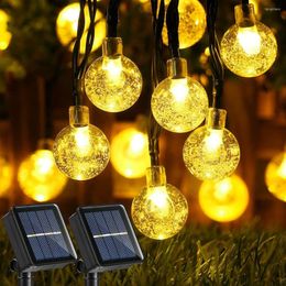 Strings 100 LED Crystal Ball Solar Lamp Power String Fairy Lights Garlands Garden Christmas Decor For Outdoor