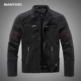 Men's Leather Faux Men Winter Brand Jacket Casual Motorcycle Inner Fleece PU Coat Jackets Mens Clothing Streetwear 221010