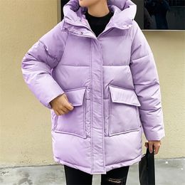 Womens Down Down Parkas Shujin Autumn Winter Women Women Midlong Parkas Jackets Casual Grosso quente com capuz Casaco feminino Jaqueta de roupas de inverno Parkas 221010