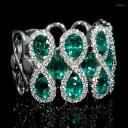 Wedding Rings CiNily Green Cubic Zirconia Ladies Suitable For Engagement Ceremony Party Noble Finger Ring Fashion