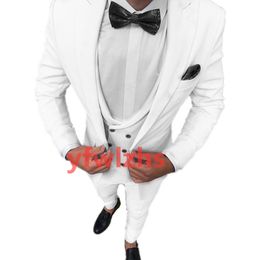 Custom-made Groom Tuxedos One Button Men Suits Peak Lapel Groomsmen Wedding/Prom/Dinner Man Blazer Jacket Pants Tie Vest M169
