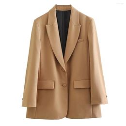 Women's Suits Maxdutti French Style Vintage Double Breasted Champagne Jacket Fashion Loose Blazers Women