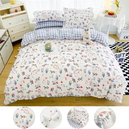 Bedding sets Good Quality 100% Cotton Bedding Set 1 Duvet Cover 2 Pillowcases 1 Sheet Soft Breathable for Single or Couple Bed 20 Sizes 221010