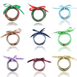 1set/5pcs 20 Colours Multi-layer Silicone Bracelet Twinkle Bangle Ribbon Set For Women Girls Bow PVC Bracelet Party Gift