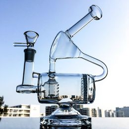 Ship By Sea 9 Inch Unique Shape Hookahs Clear Big Chamber Glass Bongs Inner Perc Beecomb Percolater Water Pipes 4mm Thick Dab Rigs With 14mm Joint Bowl