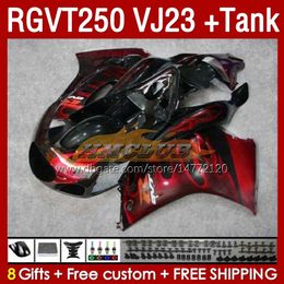 Fairings Kit & Tank For SUZUKI RGV250 SAPC VJ23 RGVT250 RGV-250CC 97 98 Bodywork 161No.17 RGVT-250 RGV-250 Panel RGVT RGV 250 CC 250CC 1997 1998 ABS Fairing red flames blk