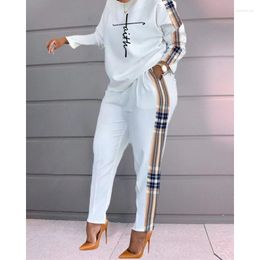 Women's Two Piece Pants 2022 Streetwear Casual Set Women Long Sleeve Top Pocket Pant Suit Elegant Lady O Neck Blouse High Waist