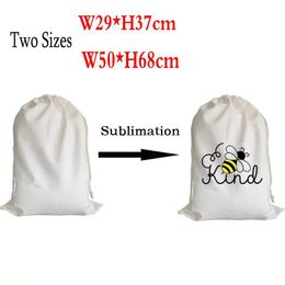 DHL Sublimation Blank Santa Sacks DIY Personalised Drawstring Bag Christmas Gift Bags Pocket Heat Transfer New year