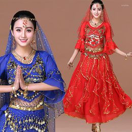 Stage Wear 4Pcs/Set Women India Egypt Bollewood Dance Costume High Quality Multi Color Belly Dancing Dress Performance