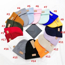 Australia Designer Knitted Hats Winter Beanies Unisex PU Label Skull Caps Designer Bonnet Men Women Crochet Hat Knitting Beanie Solid Colour Ear Muff 17 Colours