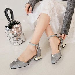 Sandals Large Dress Shoes Host Evening High Heels Model Walk Show Princess Silver