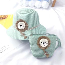 Hats XEONGKVI Korean Cartoon Animal Children Sun Bags Suit Summer Brand Wide Brim Beach For Girl Kid Bucket Cap