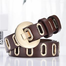 Belts Fashion Leather Belt Waist Punk For Women Adjustable Hole Ceinture Femme Brown Pants Ladies Designer High QualityBeltsBelts