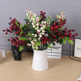 Decorative Flowers Artificial Berry Branch For Wedding Home Cherry Fruit Fake Pomegranate Christmas Decor