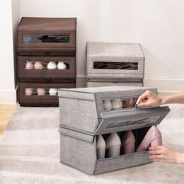 Clothing Storage Foldable Clothes Boxes With Lid Non-woven Socks Shoes Toys Sundries Organizer Household Closet