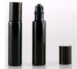 500pcs 10ml Black UV Coating bottle Wipe On Sample Essential Oil Bottle Glass Ball & Steel Jar Wholesale SN405