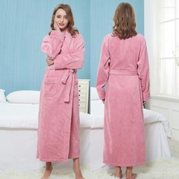 Women's Sleepwear Winter Night Dress Women Bathrobe Cotton Extra Long Thick Lengthened Robe Plus Size Plush Shawl Sleeved