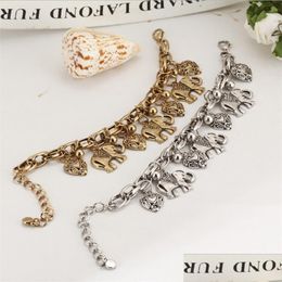 Anklets Bracelets Bangles Anklets Jewelry Vintage Bohemia New Fashion High Quality Gold Sier Plated Alloy Heart Elephant 472 Z2 Drop Dhlyu