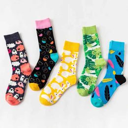 Men's Socks Women Personality Couples Funny Happy Cotton Men Woman Soks Egg Rabbit Feather Sheep Leaves T221011