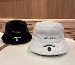 lamb wool letter Fisherman hat Warm bucket hat Lovers fashion and go with the same warm hats