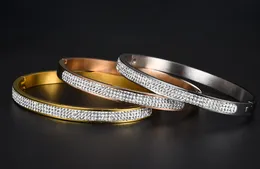European and American Diamond-inlaid titanium steel bracelet in 24K gold light luxur