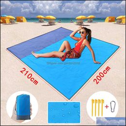 Other Festive Party Supplies 200210Cm Portable Waterproof Beach Mat Pocket Blanket Cam Tent Ground Mattress Outdoor Picnic Drop De Dha3B