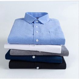 Men's Dress Shirts 5 Colours M-4XL High Quality Cotton Men's Long Sleeve Turndown Collar Shirt Solid Business Formal Men