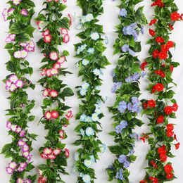 Decorative Flowers About 2.3m Long Simulation Flower Silk Cloth Morning Glory Wedding Home Decoration Wreath Garden Arch DIY Vine Shape