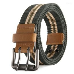 Belts Belt For Men Canvas Men's Fashion Simple And Versatile Double Pin Buckle Casual Youth Trend Line Of High Quality T StripeBelts