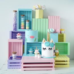 Bakeware Tools Wood Storage Rack Wedding Cake Table Supplier Macaroon Colour Display Home Decoration Frame Scenery Props