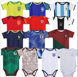 2022 España Baby Soccer Jersey 22 23 Brasils Argentinas Méxicos Home Football Kits Kit 9-18 meses Camisa