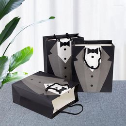 Enveloppe cadeau 5pcs Paper Tuxedo Groom Bags Tote Sacs Black White Wedding Bridal Party Faven
