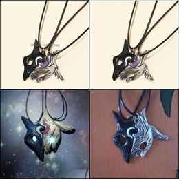 Pendants Game Personality Pendant Black And White Mosaic Family Animal Mask Two-Color Necklace Sheep Wolf Couple Party Drop Delivery Dh1Wg