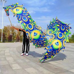 Festival Party Supplies Peacock Pattern Dragon Dance Ribbon With Head Chinese New Year Gift Stage Performance Props Outdoor Fitness Wu Long