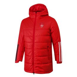 Stade Brestois 29 Men's Down Parkas winter pre-match hooded coat winter cotton coat full zipper leisure sport outdoor warm sweatshirt