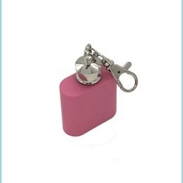 Hip Flasks Pink Colour 1Oz Mini Hip Flask Portable Liquor Wine Pot Stainless Steel Metal Travel Whiskey Bottle With Keychain Wholesal Dhpfo