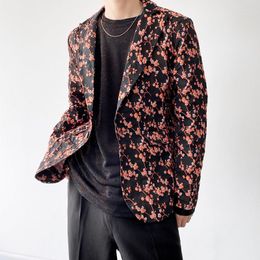 Men's Suits Plum Embroidery Fashion Casual Blazer Suit Men Vintage Flower Slim Fit Party Blazers Jackets Male Harajuku Coat