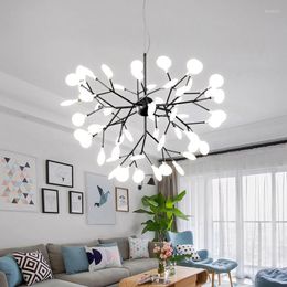 Chandeliers LED Firefly Chandelier Stylish Tree Branch Ceiling Lamp Decorative For Living Room Bedroom Kitchen Indoor Hanging Light