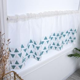 Curtain Nordic Tulle Sheer Triangle Embroidered Short Window For Home Living Room Decoration Voile In The Kitchen Cafe