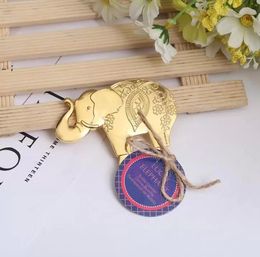 Gold Wedding Favours and Gift Lucky Golden Elephant Wine Bottle Opener GCB16247