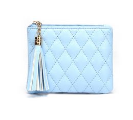 10pcs Coin Purses Women PU The Embroidery Thin Cross Short Wallets Diomand Tassel Mix Color