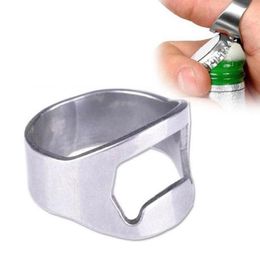 Stainless Steel Beer Bar Tool Finger Ring Bottle Opener Beer Bottel Favours Kitchen Bar Tools Accessories RRB16264